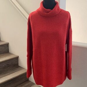 Anthropologie Red Cowl Neck Oversized Sweater.